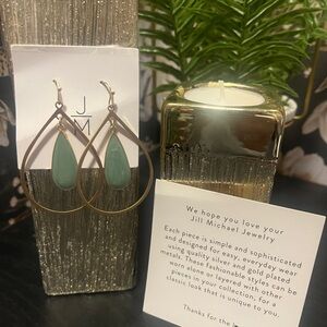 Jill Michael jade and gold drop hoops